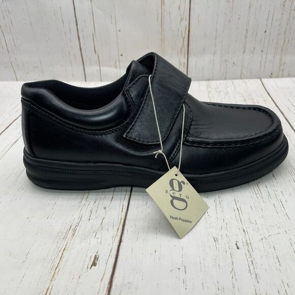 Hush Puppies Men’s Gil Shoes Black Leather Size 8.5 Wide Large Zero G Non-Slip main image 6
